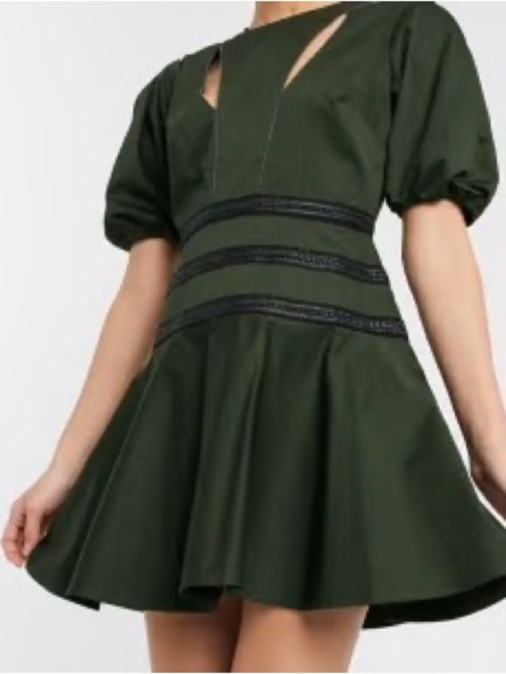 ASOS DESIGN chain detail structured mini dress with puff sleeves